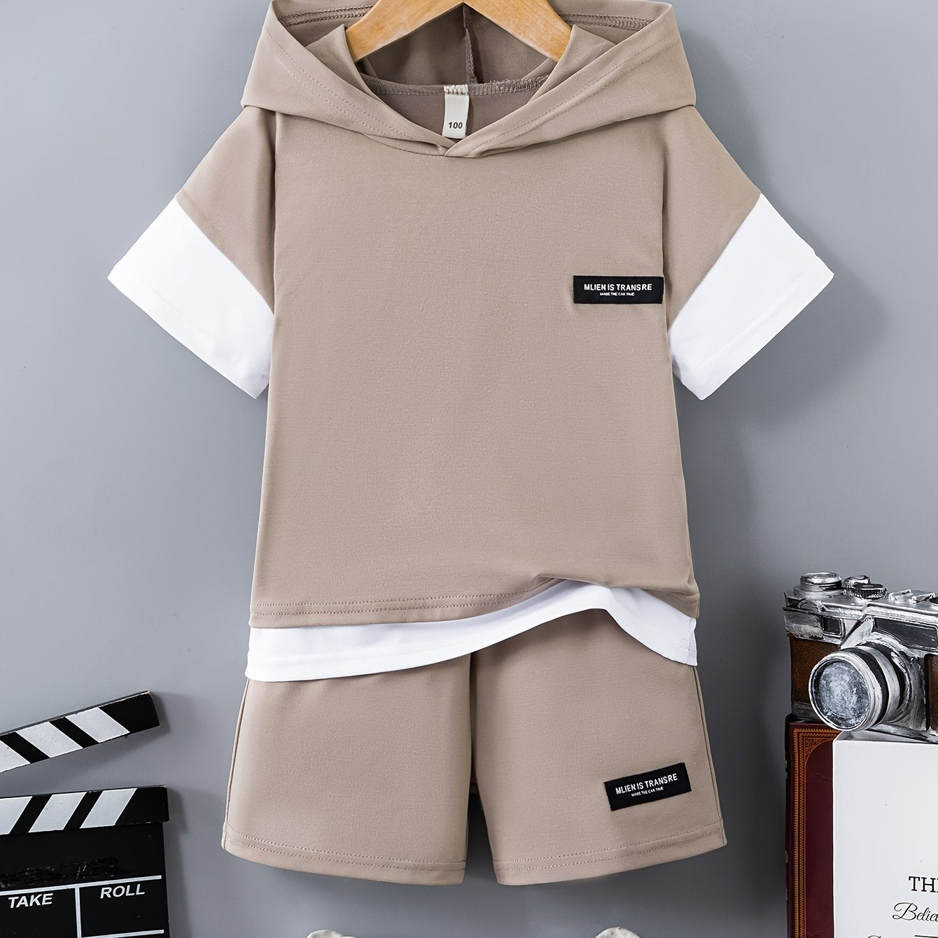 Boys Casual Hooded T-shirt & Shorts Set, Perfect for Summer Wear