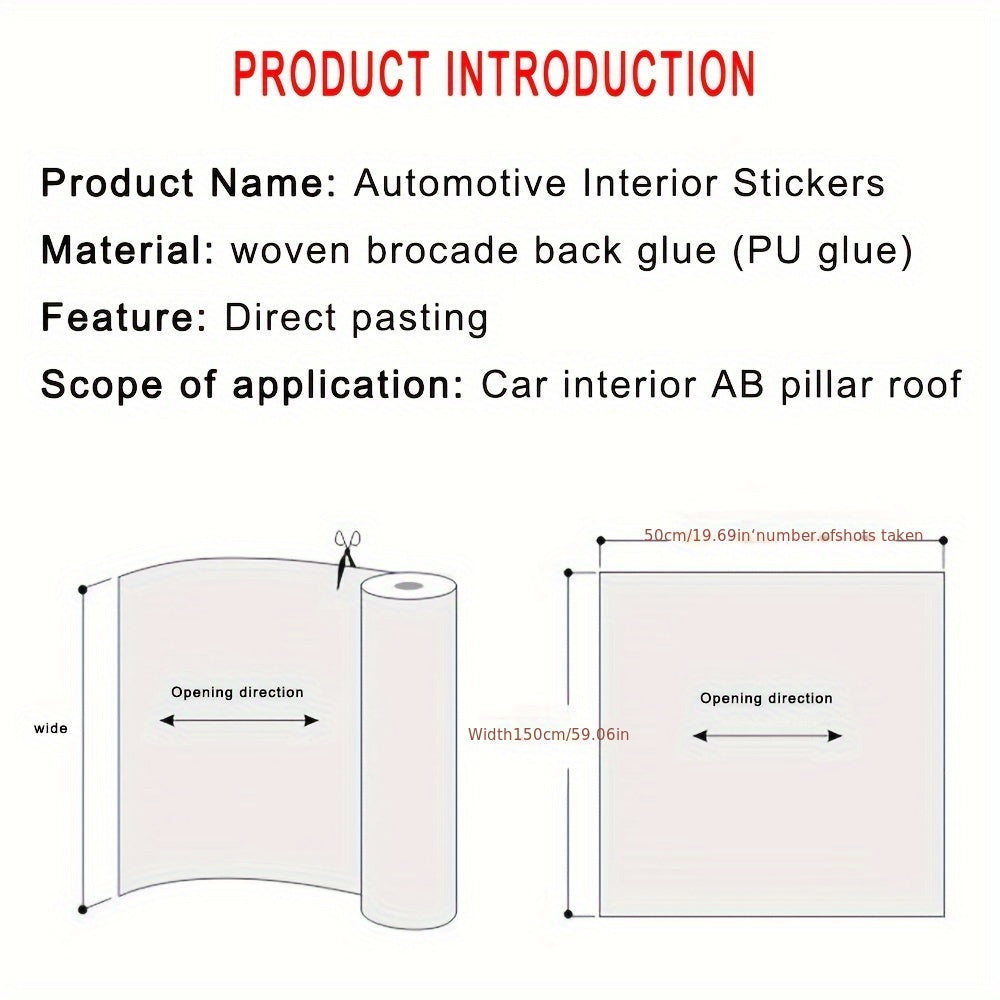 JDM-inspired self-adhesive car interior decals with stylish embroidered and golden foil accents for roof and A-pillars in cartoon designs.