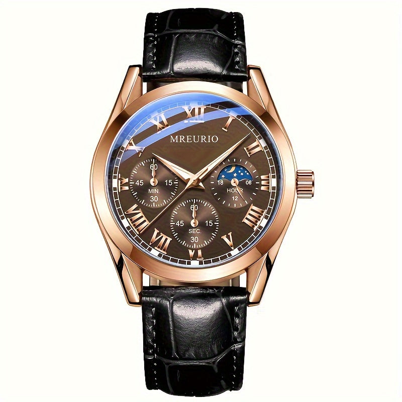 Stylish Men's Business Watch - Trendy Sports Design featuring Precise Quartz Movement, Synthetic Leather Band & Durable Alloy Casing