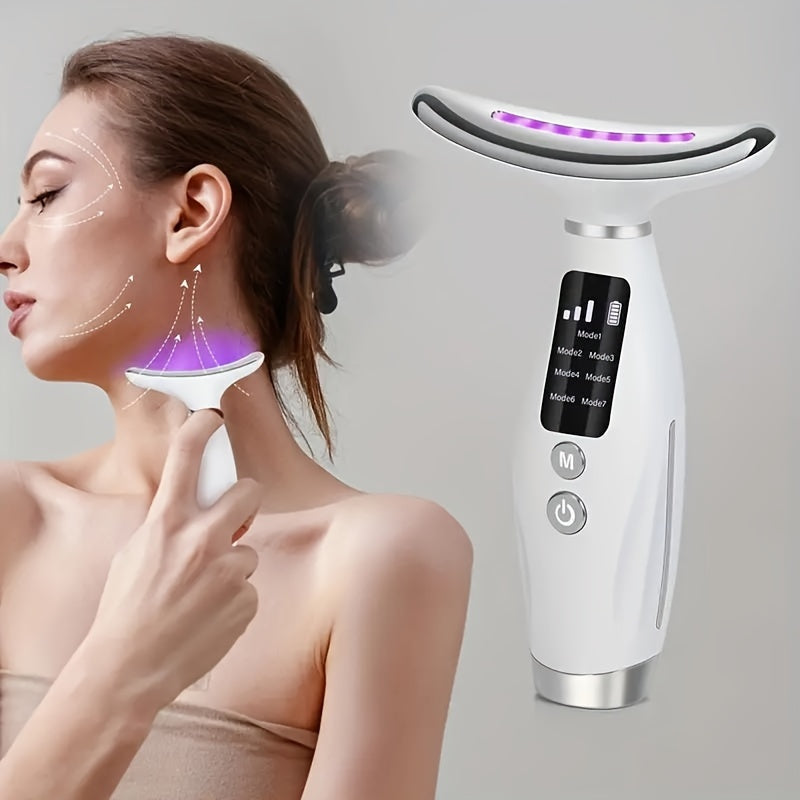 Rechargeable USB Facial and Neck Massager with 7 Modes, Ideal Gift for Women