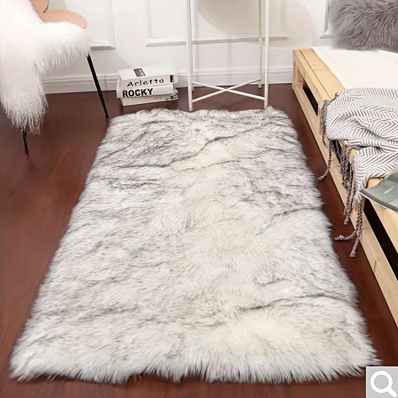 Plush White Faux Sheepskin Rug - Luxurious, Easy to Clean Carpet for Living Room & Bedroom, Ideal Holiday Present