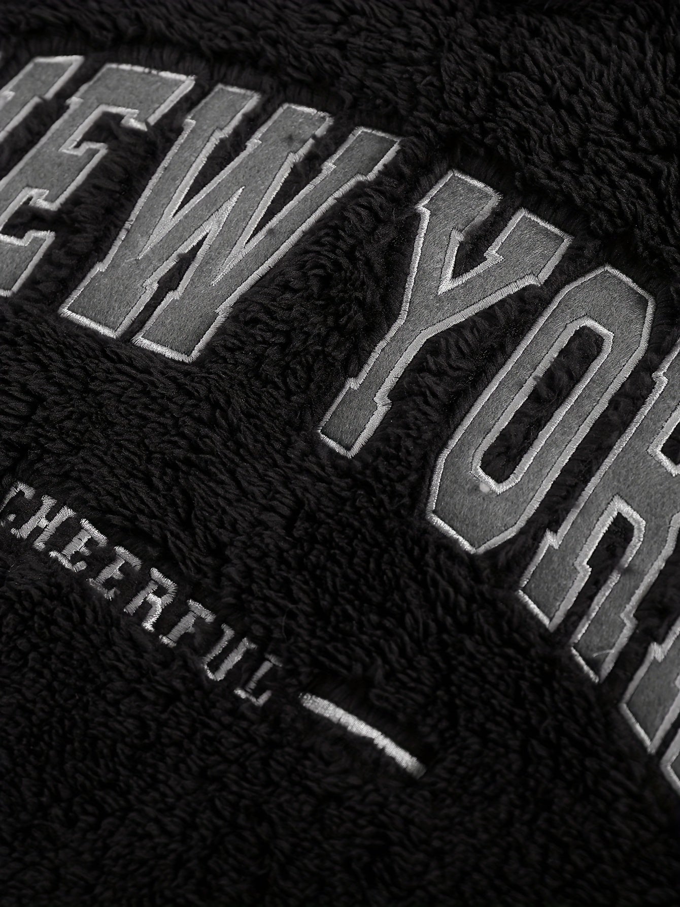 Men's cozy fleece hoodie with drop shoulder, embroidered "New York", perfect for winter/fall back to school.