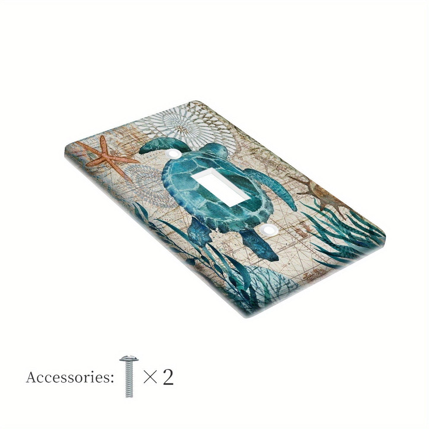 Oceanic Vibes Teal Blue Turtle Light Switch Cover, 1-Gang/2-Gang, Easy to Clean, Battery-Free, Bathroom and Bedroom Wall Decor.