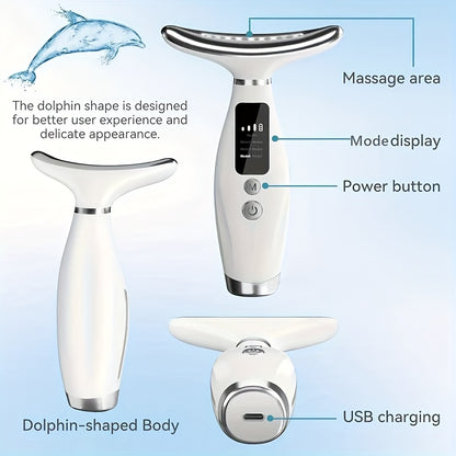 Sunhill 7-in-1 Beauty Neck & Face Massager - USB Rechargeable, with Heating & Vibration, Ideal for Skincare - Great Gift for Women