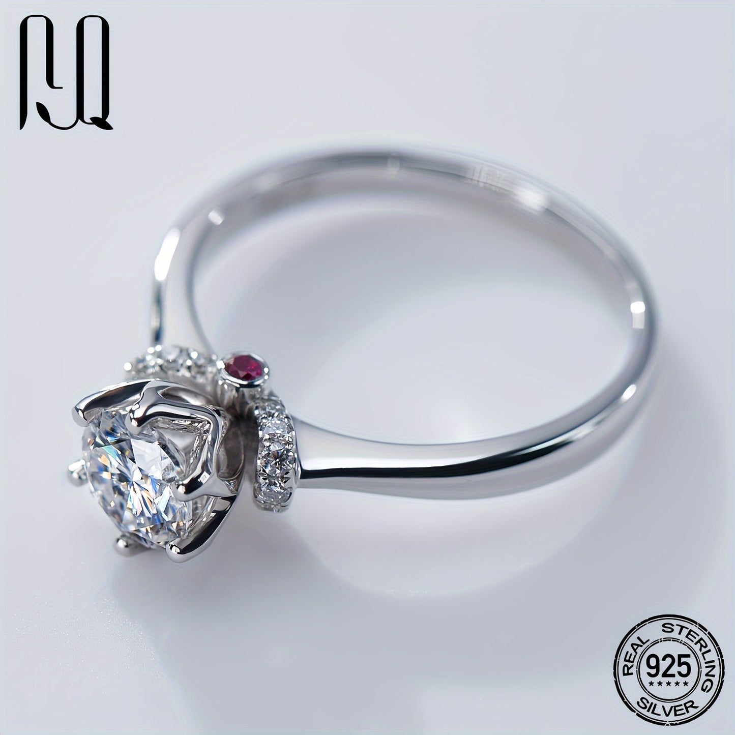 One piece of a 1 Carat Moissanite Ring crafted with hypoallergenic 925 Sterling Silver, ideal for Engagement and Wedding Anniversaries, as well as daily wear, vacations, banquets, and formal occasions.