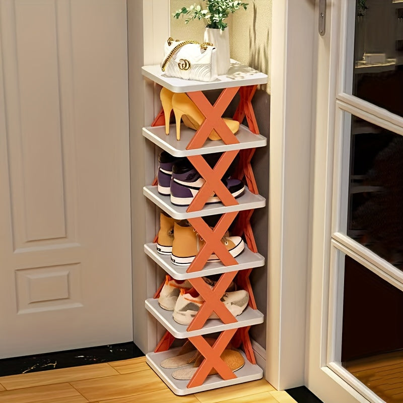 Space-Saving Plastic Shoe Rack with Multi-Tiers - Simple to Assemble, Customizable Storage Solution for Living Room and Entryway - Eco-Friendly Design, No Electricity or Batteries Needed