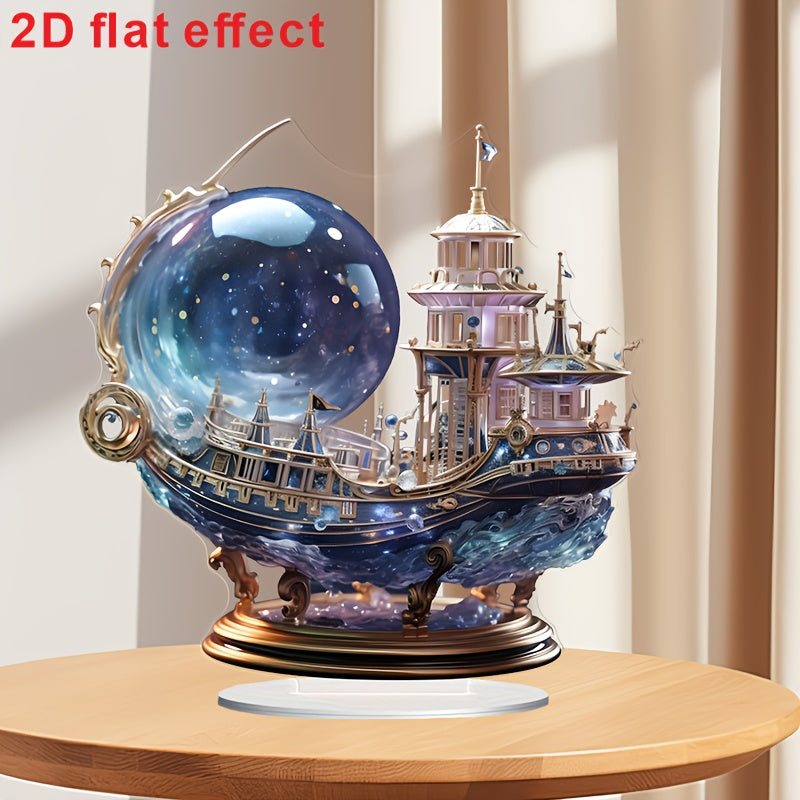 Elegant 2D acrylic crystal boat with stand - ideal for decorating various spaces or gifting to your wife on special occasions.