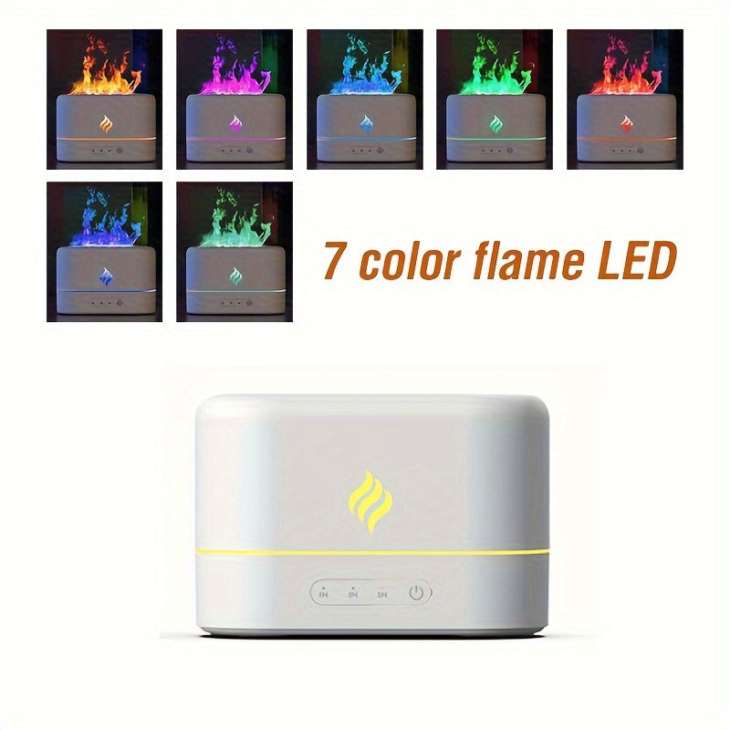 Flame Simulation Ultrasonic Humidifier with Aromatherapy and Lighting - USB Powered Essential Oil Diffuser for Bedroom and Travel