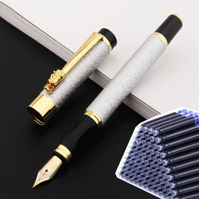 Set of 50 ink pens and 1 metal fountain pen for daily work, writing, holidays, school, office gifts.