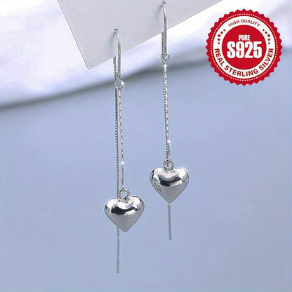 These elegant French-style tassel earrings are crafted from 1 pair of S925 sterling silver. With fashionable dangle heart drop designs, they are lightweight (2.36g) and hypoallergenic. Perfect for daily wear, music festivals, vacations, or as a