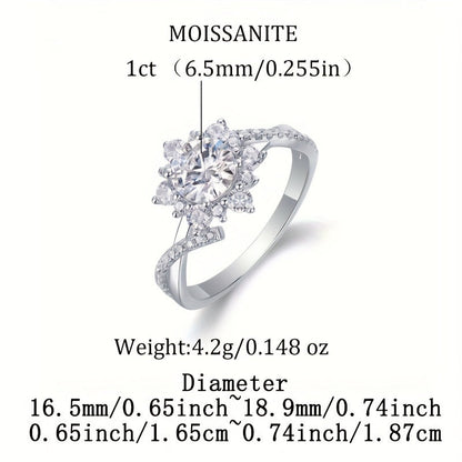 This Sunflower Ring in S925 Sterling Silver is adorned with a stunning 1Ct Colored Moissanite. It is low allergic and exudes an elegant, bohemian style that is perfect for both daily wear and weddings. Presented in a Moissanite gift box, this ring is