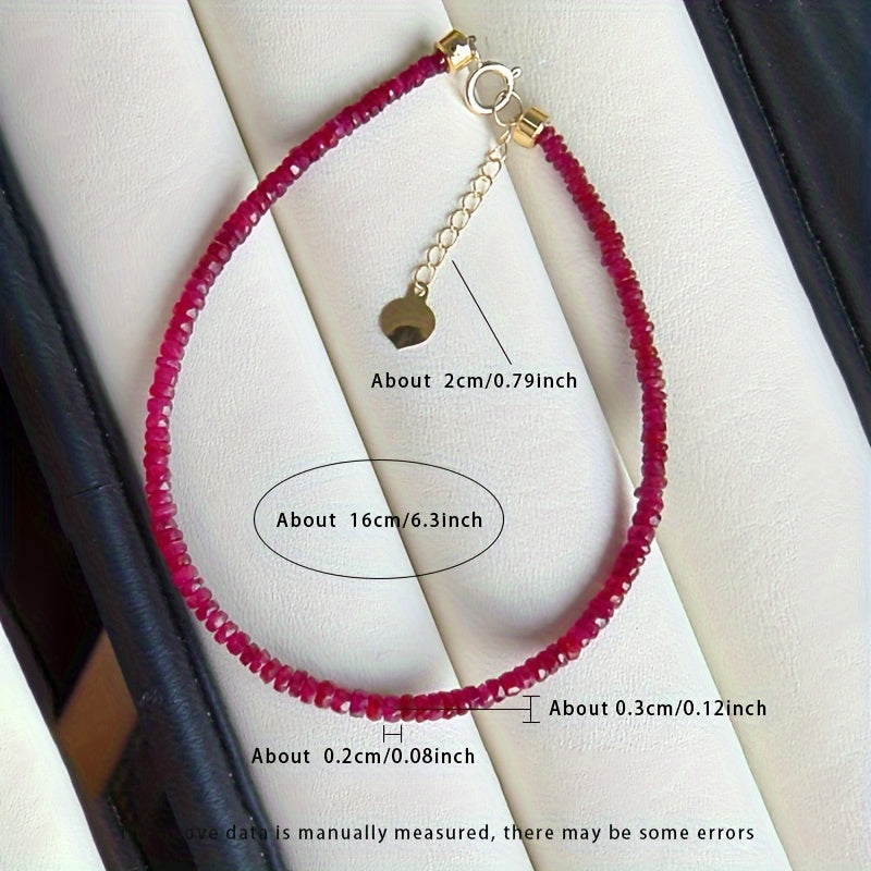 Stunning Bracelet in a Gift Box - A Must-Have for Gifting! This fashionable women's bracelet is made of S925 Silver and features beautiful red faceted natural stones. The length is adjustable for the perfect fit. Please note that due to the natural ore