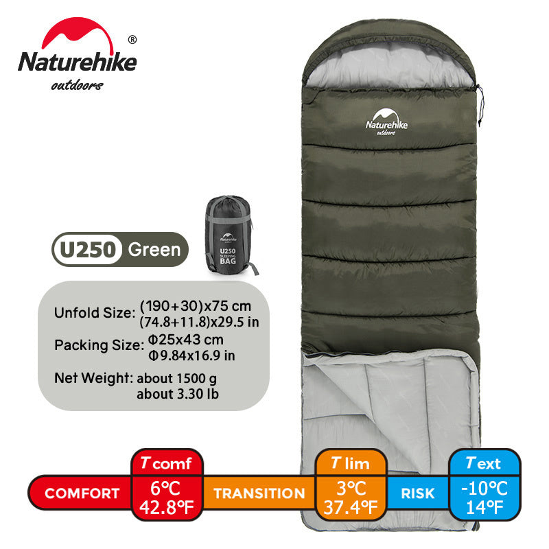 Naturehike U Series Envelope Sleeping Bag with Hood thermal sleeping bag