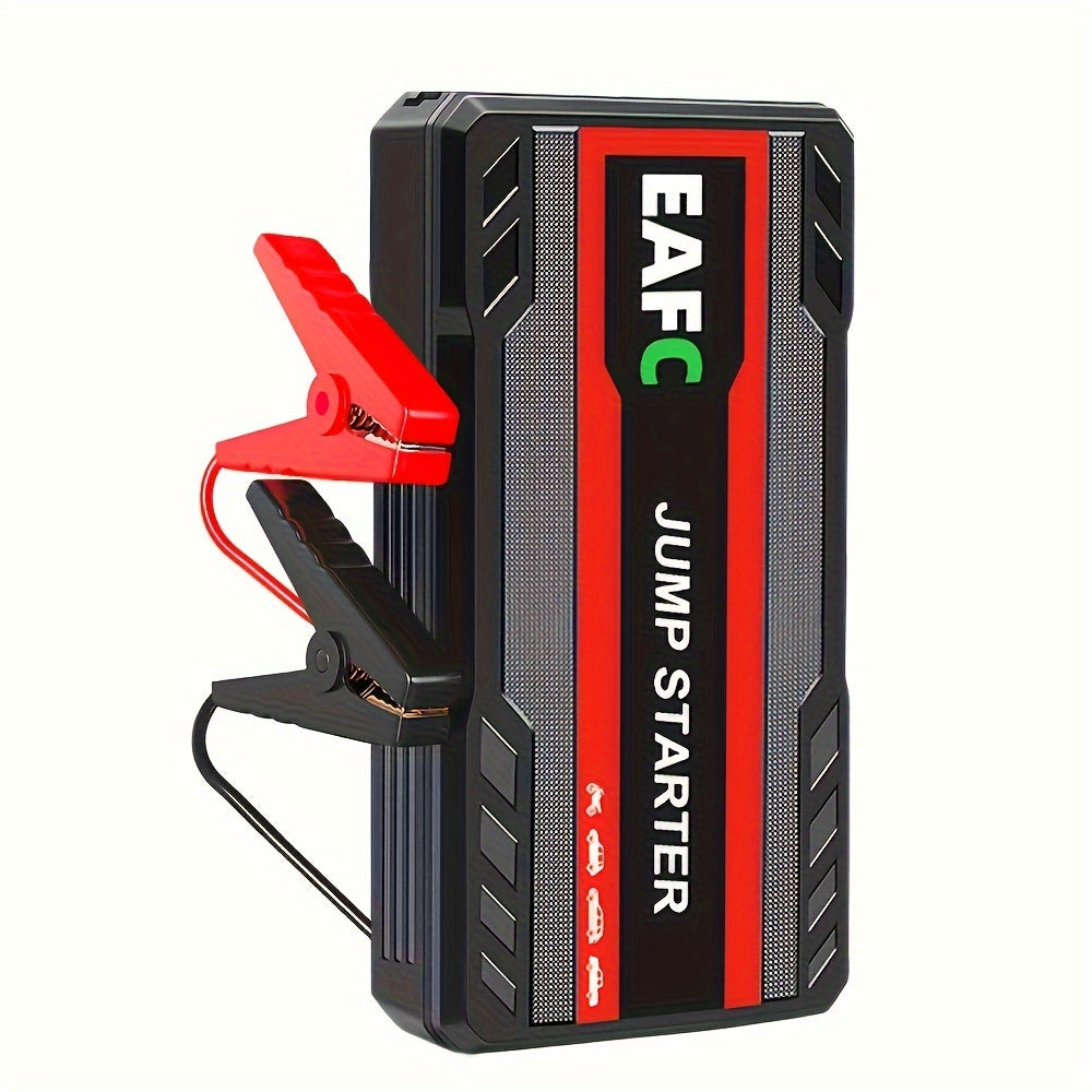 Portable car jump starter with LED light, supports starting gasoline cars up to 3.0L.