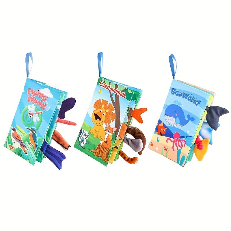 Diikamiiok Colorful Cloth Books for Young Children - Interactive Learning with Cartoon Animal Tails, Soft Fabric, Ages 12-72 months, Educational Toys