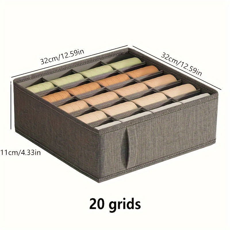 Fabric Underwear & Socks Organizer - 3-in-1 Lightweight Drawer Storage Box for Home, Bedroom, Dorm