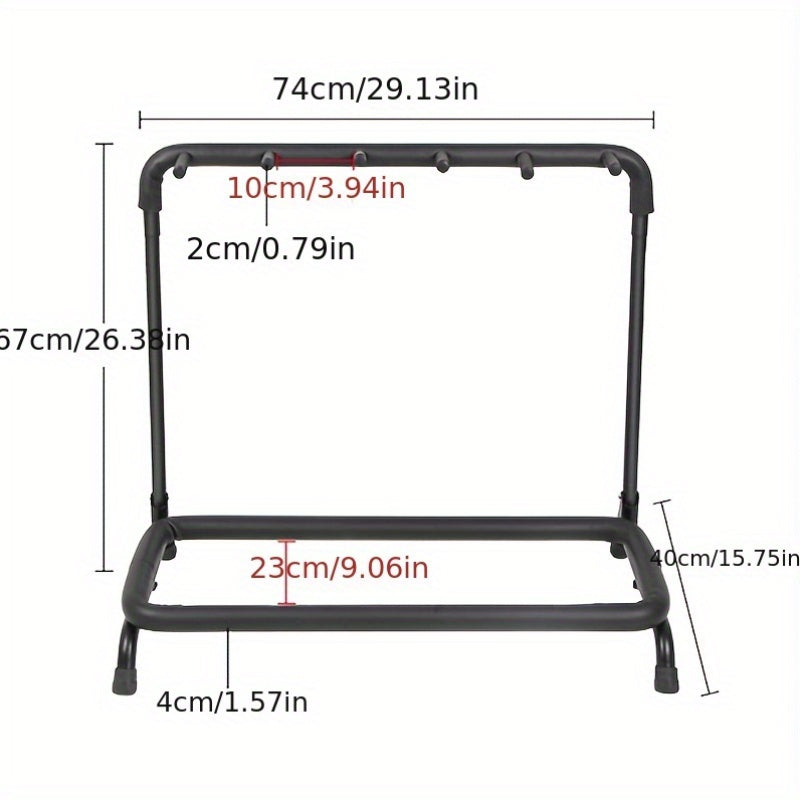 HEBIKUO Gitara Ko'rsatish Stendi: Akustik Gitalar uchun 5-slotli Rack, Anti-rust, Non-slip xususiyatlari bilan.