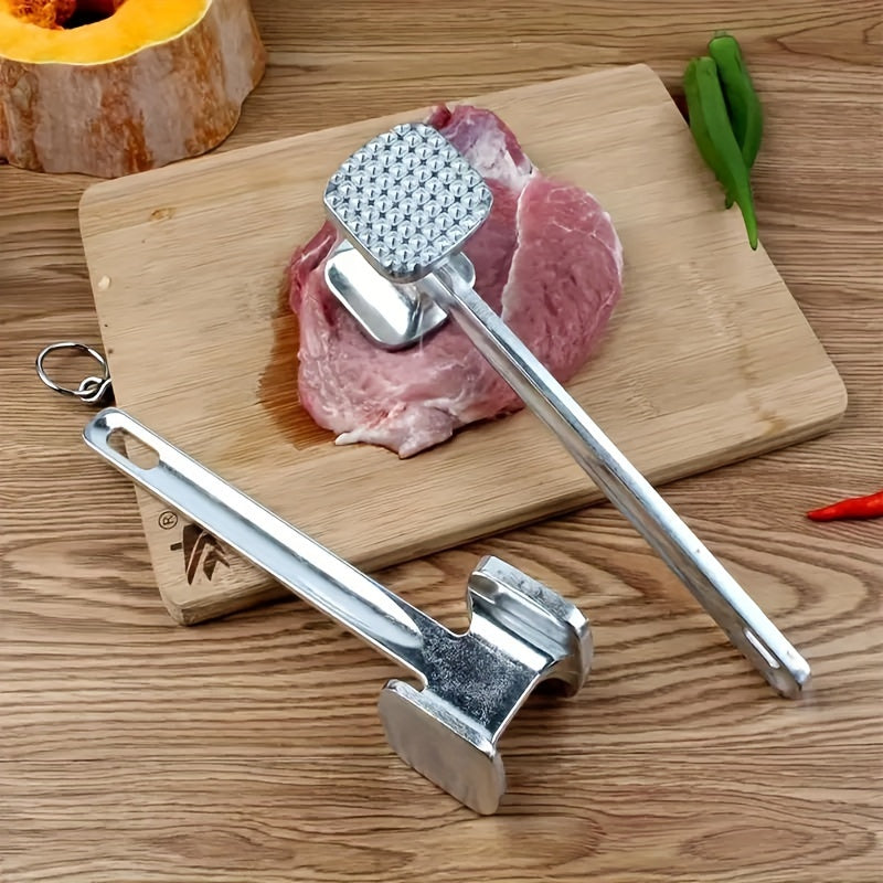 Single piece Aluminum Meat Tenderizer Hammer with Dual-Sided Design for Manual Tenderizing, Flattening, and Pounding of Steaks. Kitchen Tool Designed for Safe Food Contact.