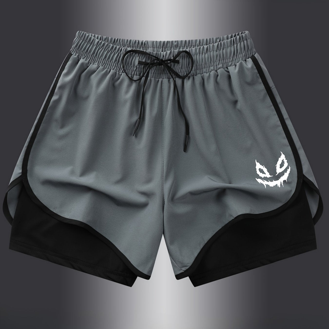 Men's sports shorts with fake two-piece design, perfect for training and running.