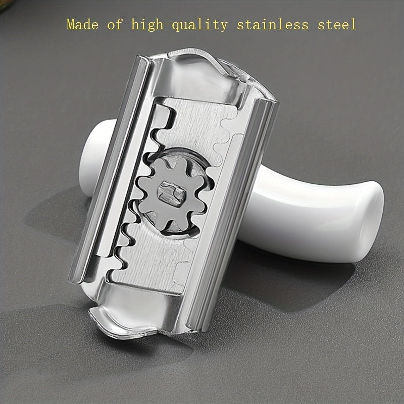 Multi-functional rotary cap opener for kitchen use, saves time and effort.