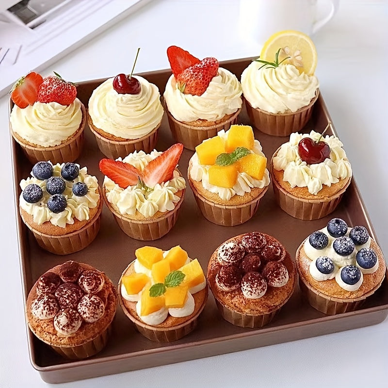 50 disposable muffin cups made of heat resistant paper, perfect for cupcakes and muffins. These baking tools are essential kitchen gadgets and accessories for any home kitchen.