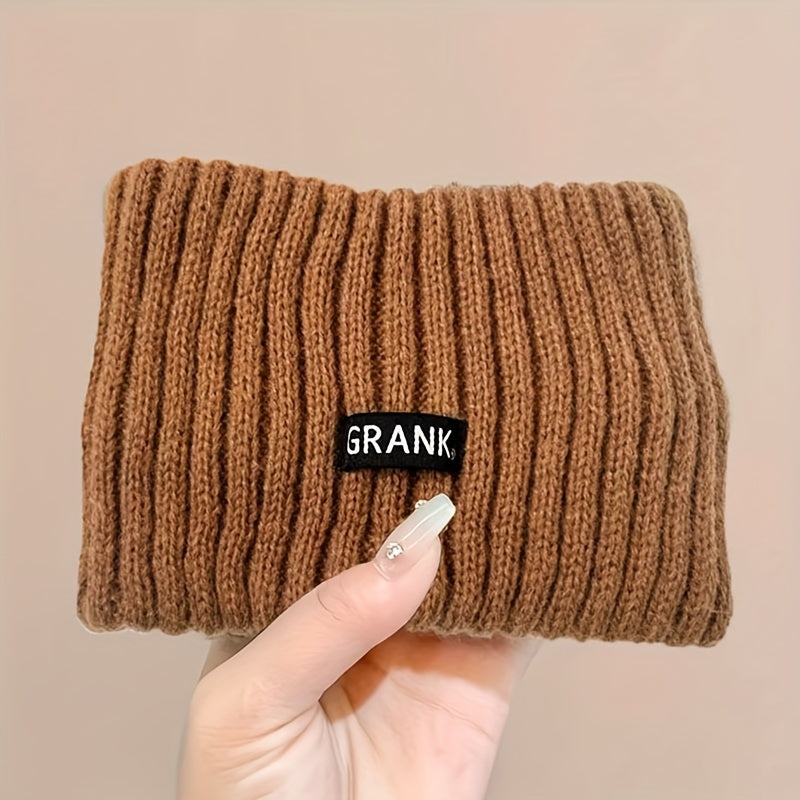 Soft cotton knit headband with braided turban style and ribbed texture, featuring "GREAN" label. Comes in beige, brown, light brown, and dark gray colors. Elegant design for stylish ear