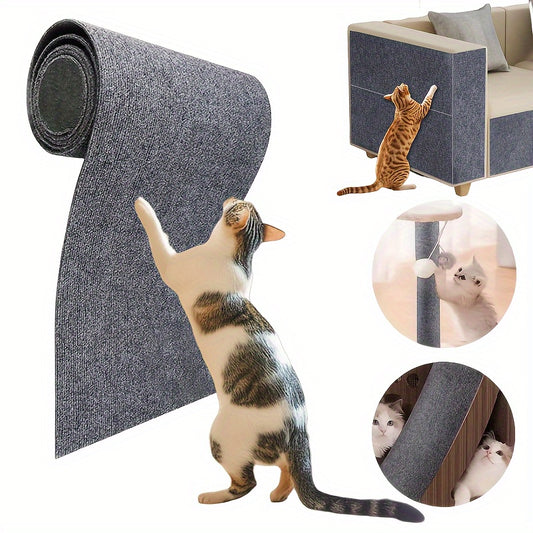 Durable adhesive cat scratching mat roll with sticky tape, ideal for protecting cat furniture.