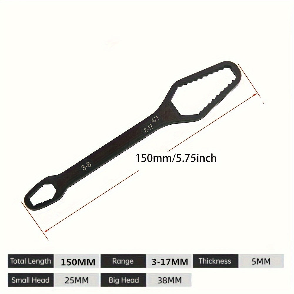 1pc Double End Multifunctional Universal Wrench, self-tightening lazy wrench repair tools for indoor/outdoor use.