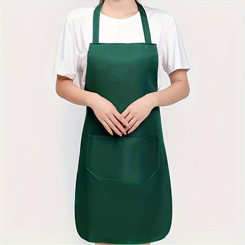 Waterproof adjustable polyester apron with pockets in red, black, and pink. Ideal for cooking, BBQ, and salon use. Great for BBQ essential gear.