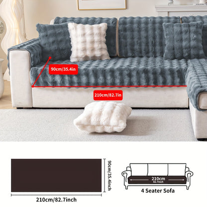 1pc Thick Plush Sofa Cover - Imitation Rabbit Material, Perfect for Winter, Protects Furniture in Bedroom, Office, Living Room.