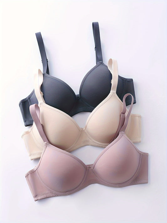 3 Seamless Push Up Bras: Simple, Solid, and Comfortable for Everyday Wear.