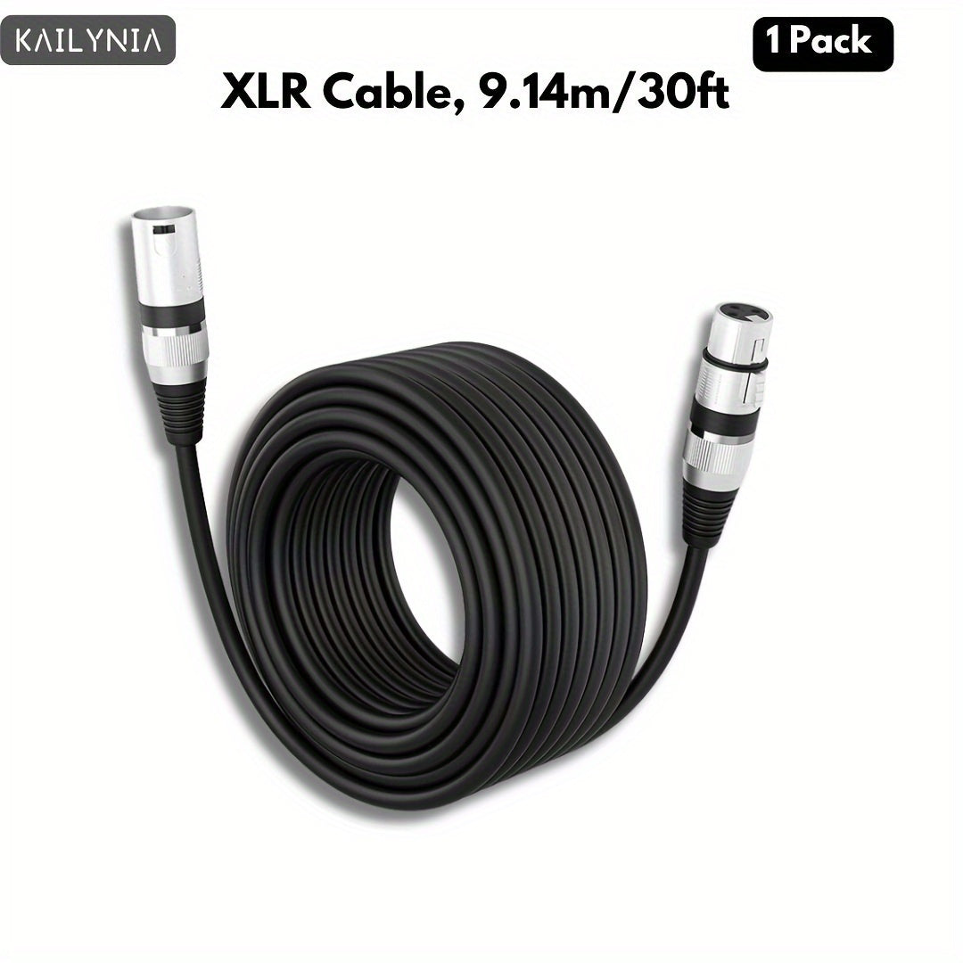 KAILYNIA Professional 3-Pin Balanced XLR Cable for microphone to mixer connection, shielded for recording studio, podcast, and active speakers - available in various lengths.