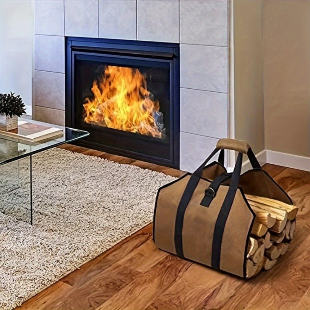 Durable Oxford Cloth Firewood Carrier Bag with PVC - Perfect for Outdoor Activities like Camping, Hiking, and BBQs, Enhances Cozy Home Decor!