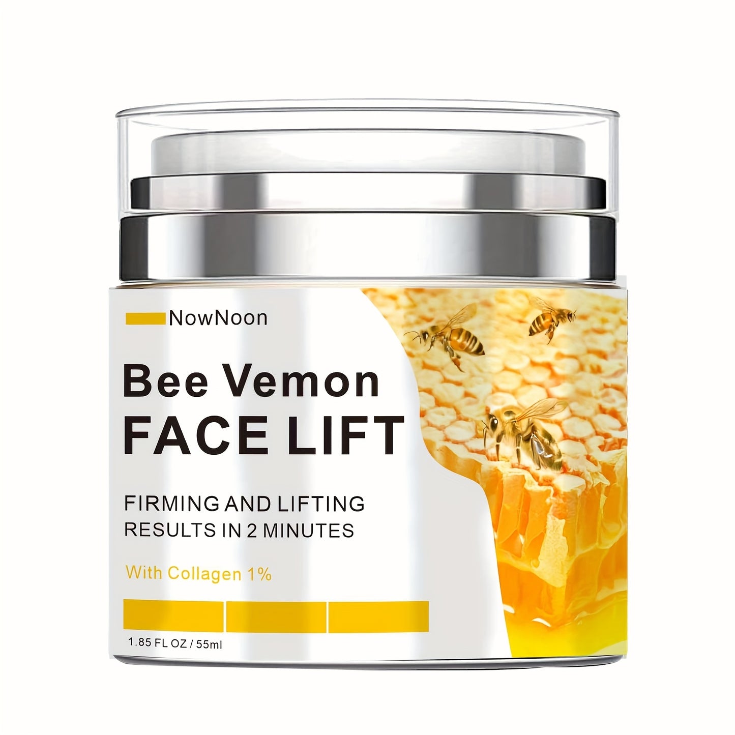 NowNoon Bee Vemon Instant Face Lift Cream - 1.85 fl. Oz tightens, firms, and smooths skin with alcohol-free formula including Hyaluronic Acid for all skin types.