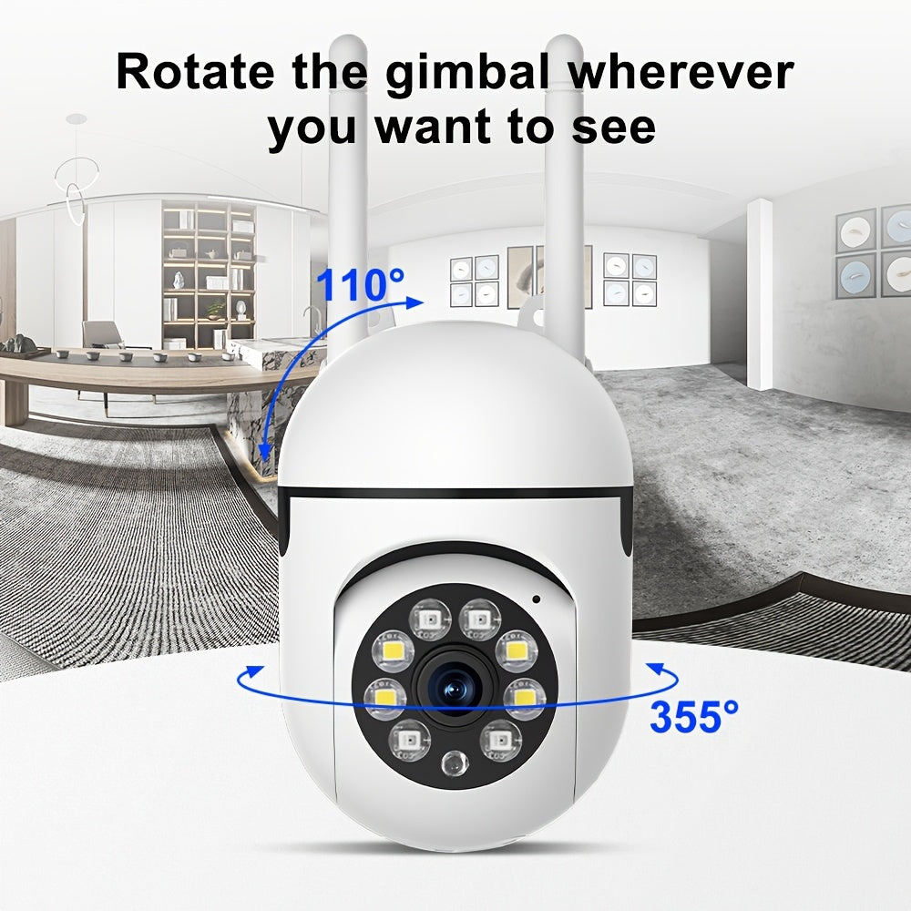 Two White 1080P HD Security Cameras featuring Dual Band WiFi, Auto Tracking, and Color Night Vision - Intelligent Indoor/Outdoor Surveillance System for Home Security