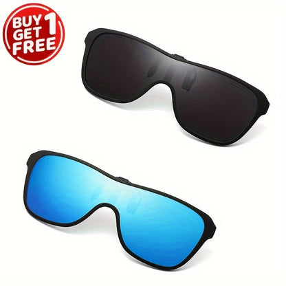 Purchase one and receive another one for free! Get two polarized clip-on fashion glasses for both men and women, ideal for driving and outdoor activities. These glasses feature a movement style and a fun Hawaii theme.