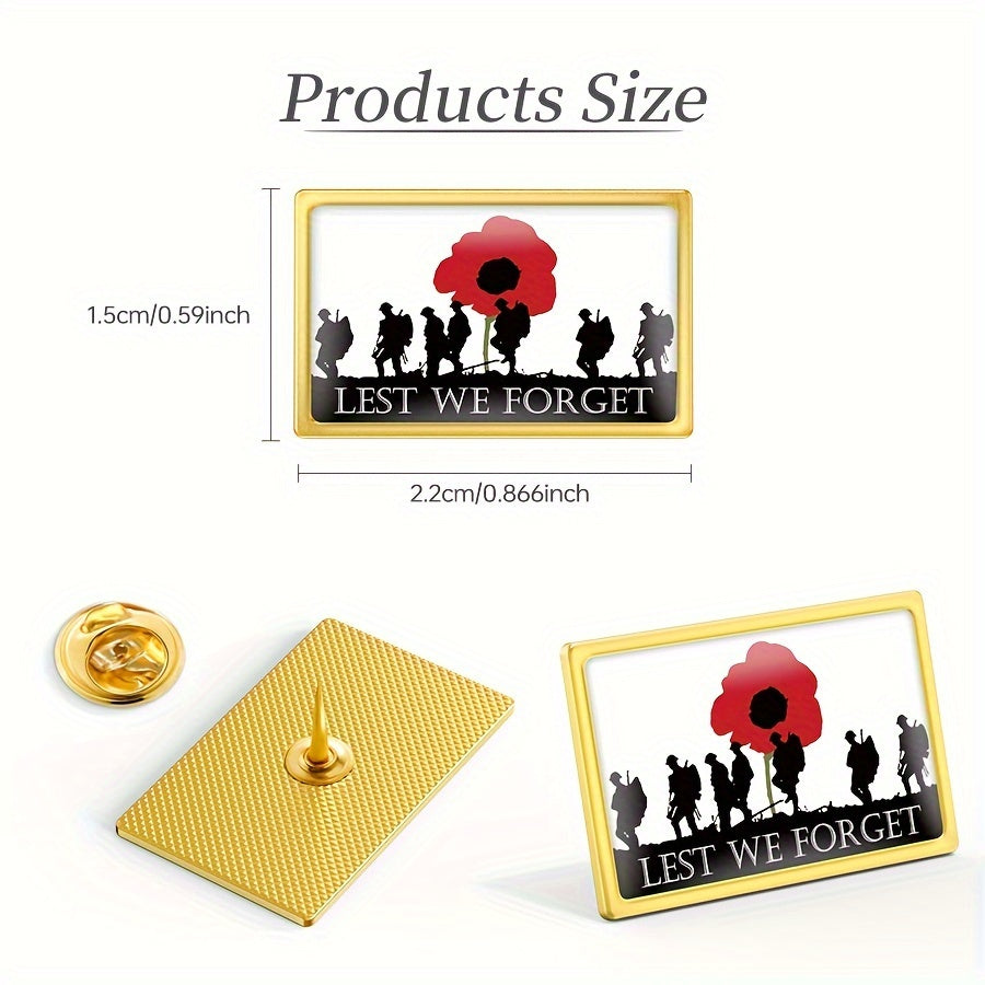 Set of 10 Patriotic Soldier Memorial Brooches - Made of Alloy and Non-Woven Fabric, Quirky and One-of-a-Kind Pins