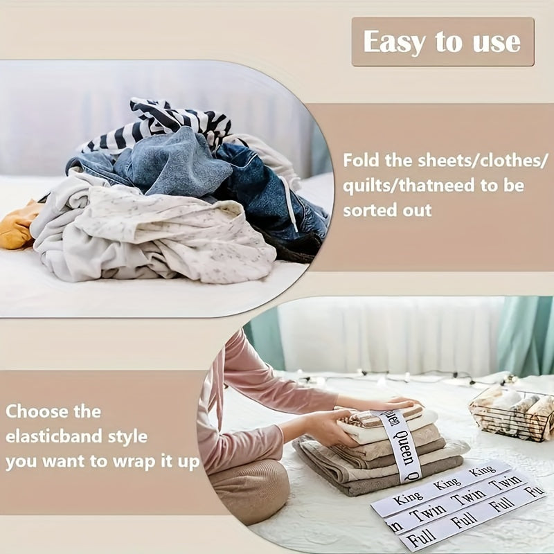 Set of 2 Polyester Bed Sheet Organizer Straps with Elastic Bands, Suitable for King, Queen, Full, and Twin Size Linens - Easy to Clean, Perfect for Closet Organization and Travel