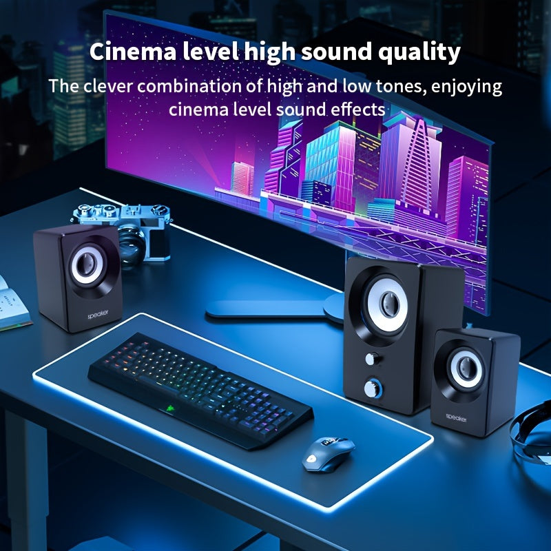 Versatile 2.1 stereo speakers with USB power, wireless and wired connectivity. Ideal for laptops and PCs, perfect for music, movies, gaming. Black color.