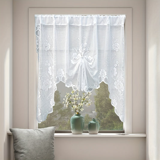 Set of 2 Butterfly Pull Curtains and 2 Floral Lace Peephole Curtains - featuring Pole Pocket Design for Easy Hanging. Beautiful Butterfly and Floral Designs, perfect for Curved Doors and Windows. Ideal for adding a touch of elegance to Living Rooms