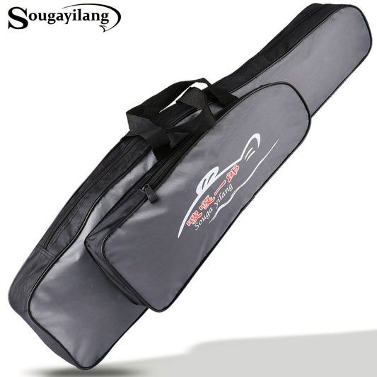 Sougayilang Canvas Fishing Rod Bag: Large capacity, dual-layer protection with zipper closure, waterproof - perfect for travel and all anglers.