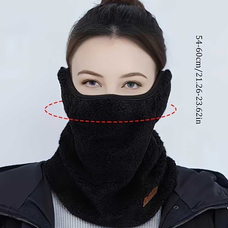 Stay warm and stylish this winter with the Boho Style Women's Fleece Neck Gaiter. This windproof scarf features earflaps and is made of thickened polyester for ultimate warmth and comfort. Perfect for outdoor activities like cycling, this knitted scarf