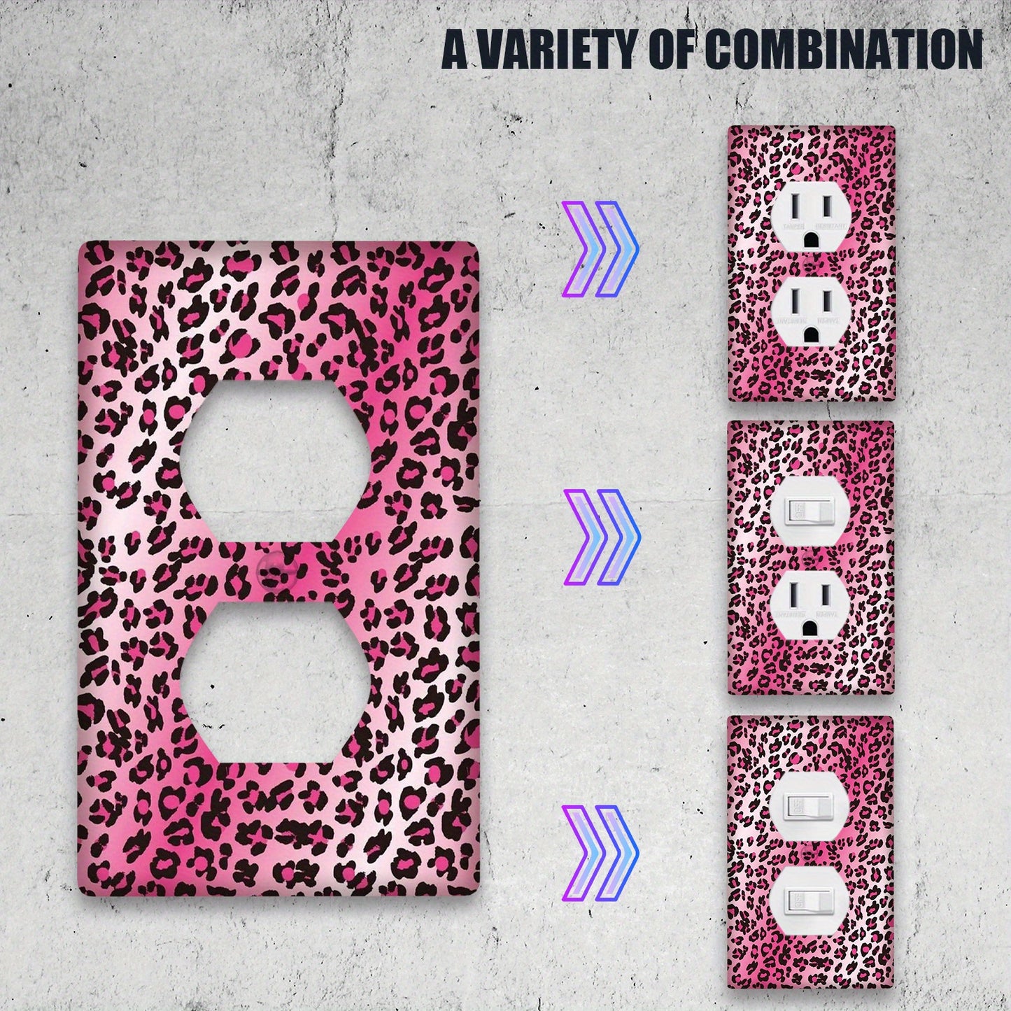 Pink leopard print light switch cover for 1 or 2 switch plates, a unique addition to home decor.