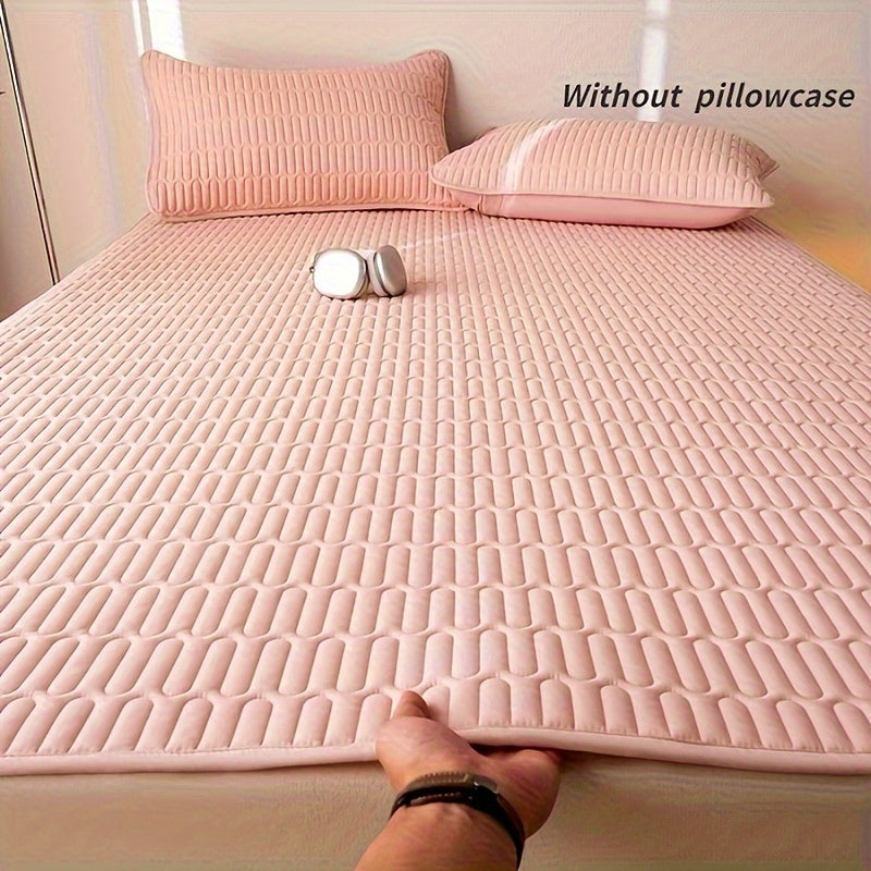 Ultra-Thin Mattress Pad with Waterproof Protection - Sleek Solid Color Design, Ideal for Bedroom & Dorm Use, Suitable for Single to Double Beds, Hand Wash Recommended - Pillowcase Sold Separately