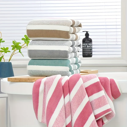 6-piece set of soft, quick-dry striped towels with high absorbency, ideal for home, hotel, spa, beach, gym, or yoga. Features a contemporary geometric space theme in knit fabric, weighing 280gsm.