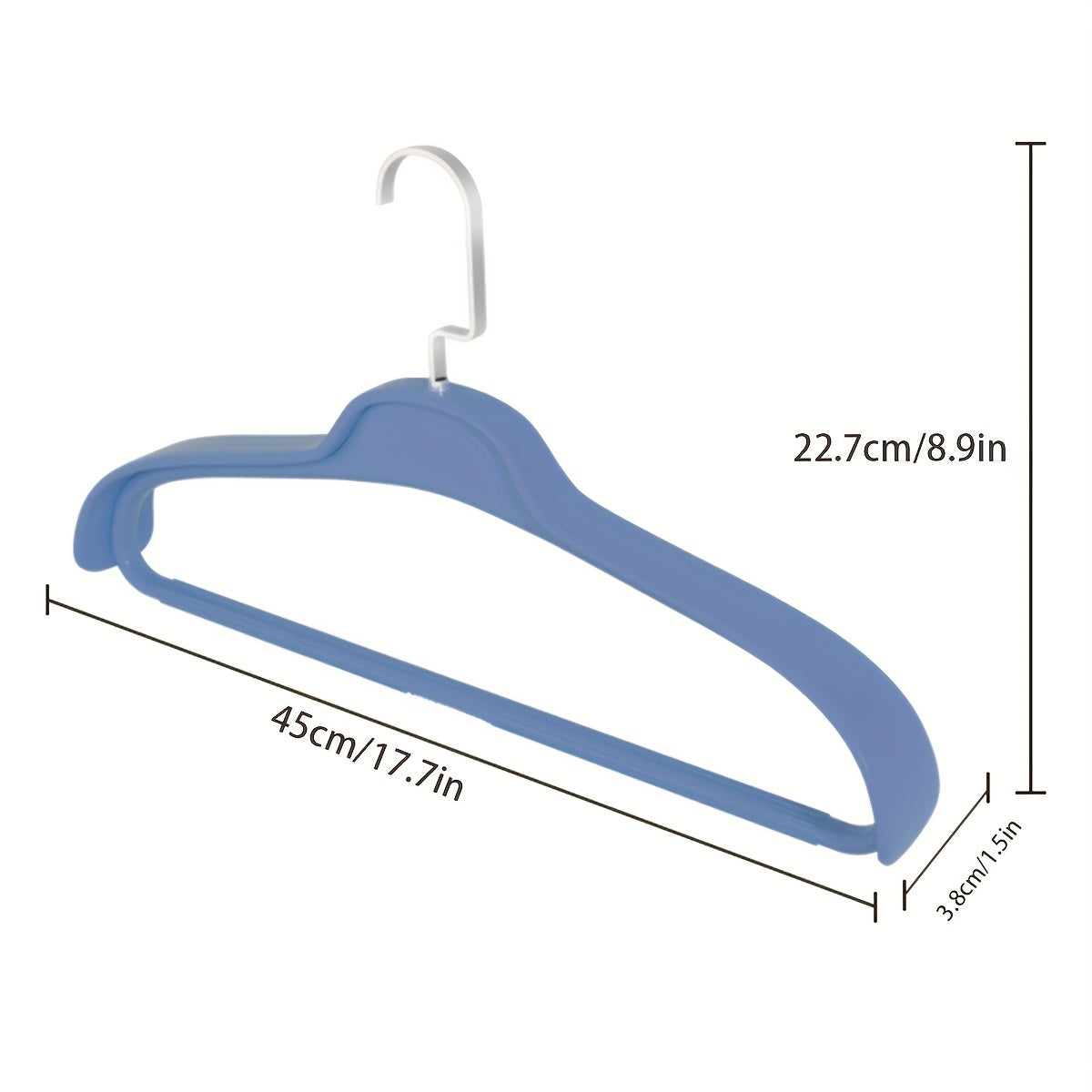 Grey clothes hanger set of 5 for home wardrobe with non-slip shoulder corners, wide-shouldered design to prevent marks and keep clothes in place. Perfect for suits and bags.