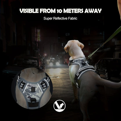 Reflective no-pull dog harness with handle for easy walking and training