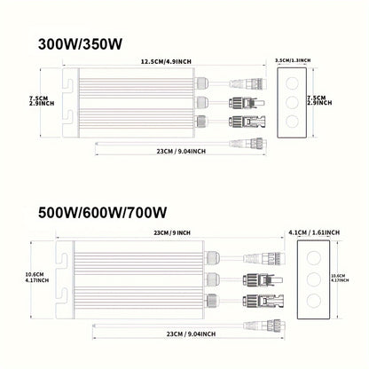 ROEXBY Solar PV Grid Tie Micro Inverter, 300W-700W, DC18V-50V to AC110V-280V, High-Efficiency Power Conversion for Home & Office, Micro Grid Inverter, 350W-600W, Solar Input, AC80V-220V