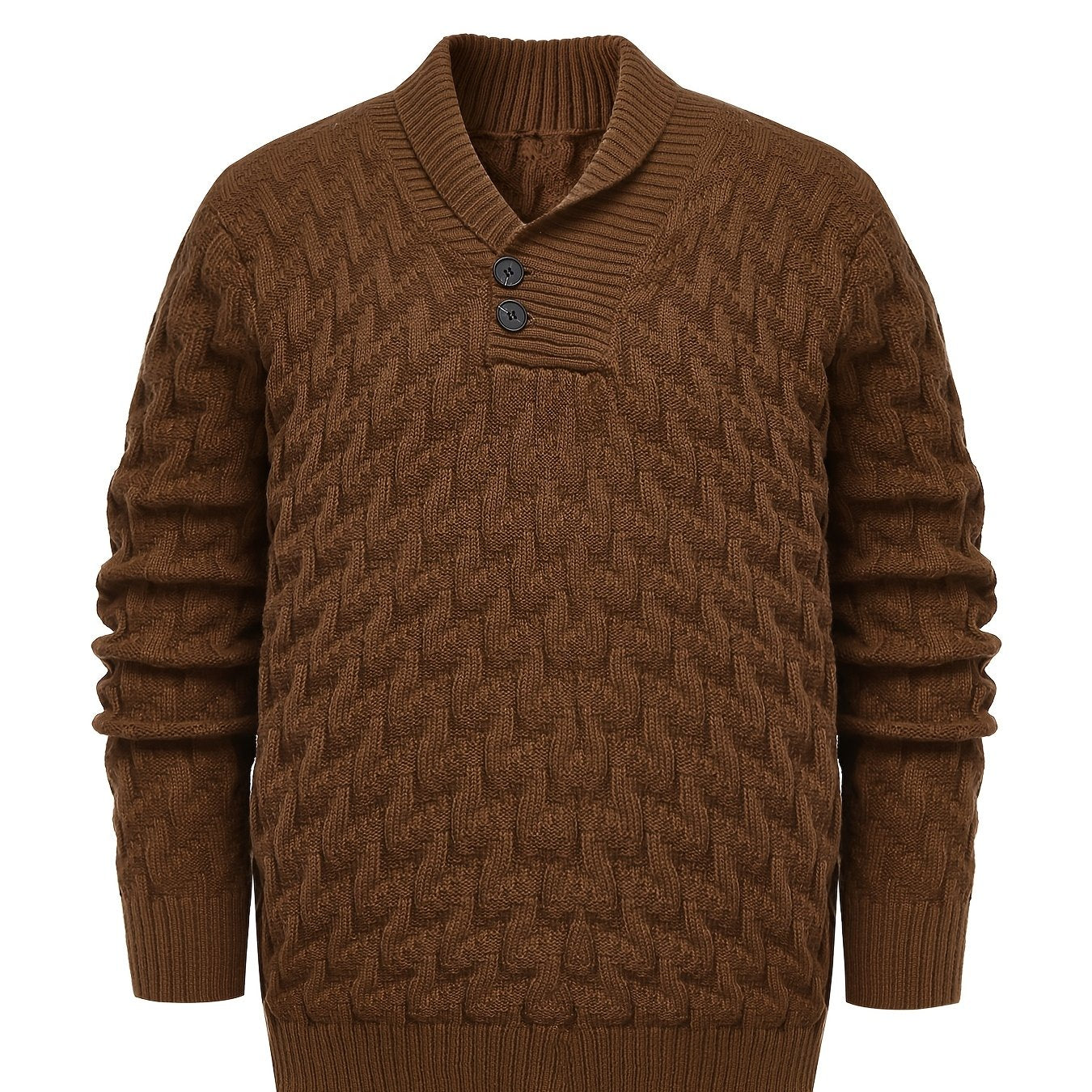 Men's plus size knit sweater with button detail, perfect for autumn/winter.