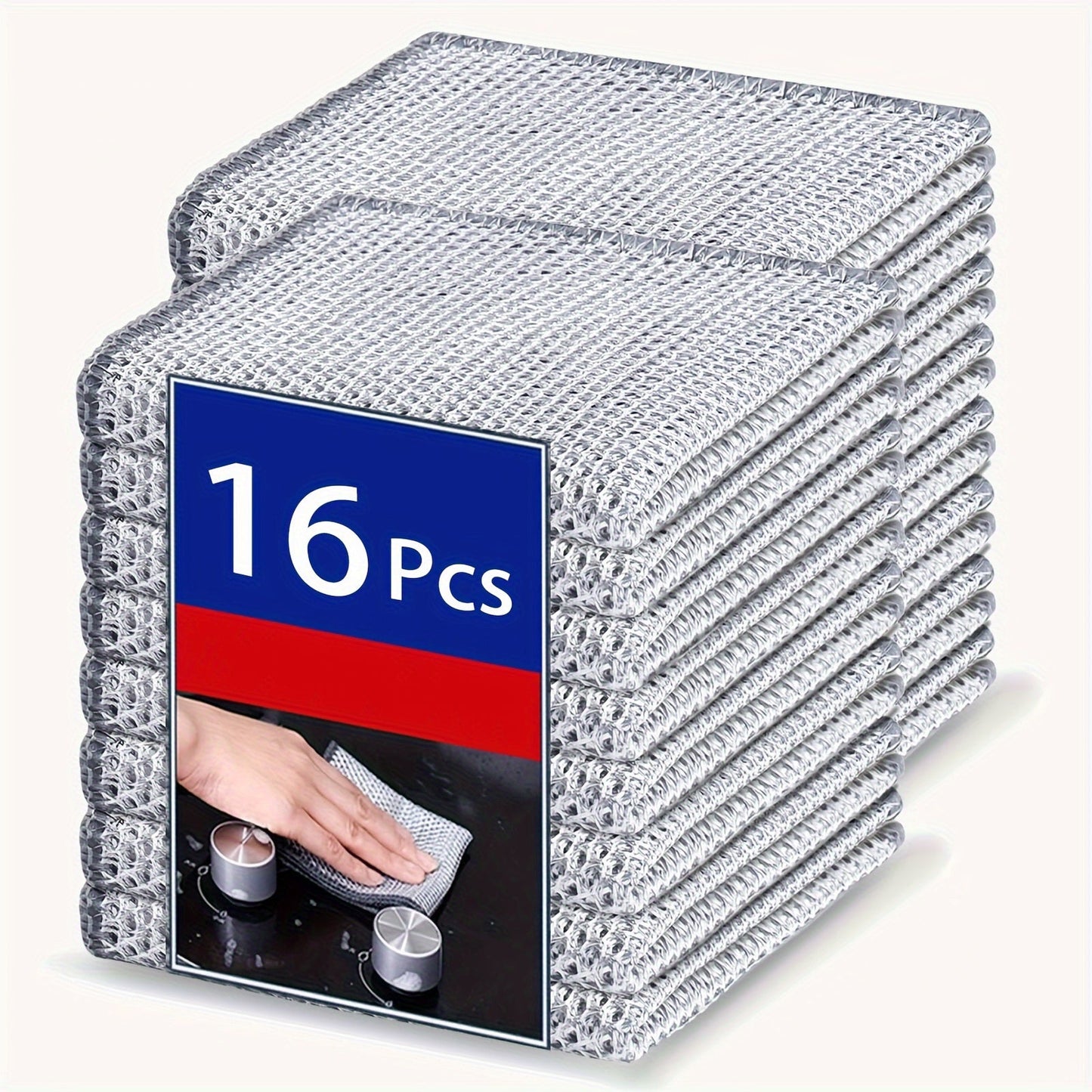 Miracle Cleaning Cloths in packs of 8, 16, 24, and 32 made of super durable mesh microfiber. These square cloths are low lint, made of knit fabric with a space theme design. Perfect for use in the living room, bedroom, bathroom, and kitchen. These cloths